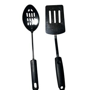 Good Cook Spatula Slotted Spoon Set Black‎ Silver Kitchen Utensils